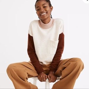 Madewell Redmond Mockneck Pocket Sweater in Colorblock size XS